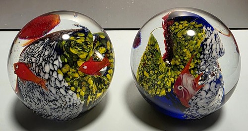 Pair art glass - of, aquarium